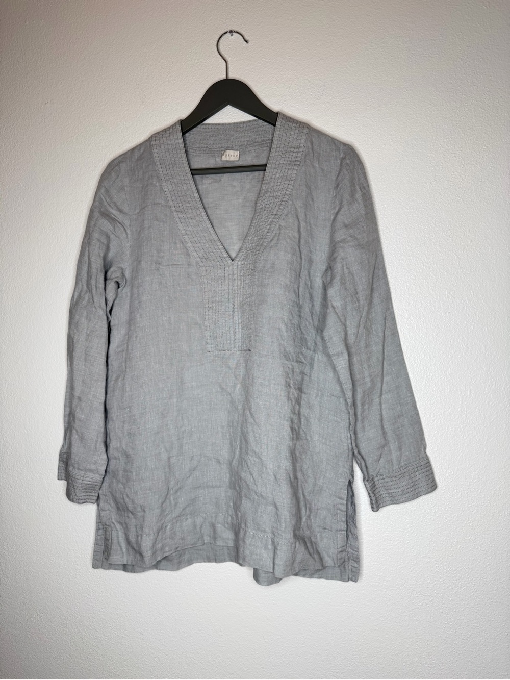 Poetry Light Gray 100% Linen Top Tunic
